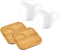 Wilmax Servierset 4-teilig mit Bambustellern 17,5 cm und Porzellanbechern 470 ml