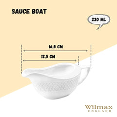 Wilmax WL-880123/1C Porzellan Sauciere, Weiss, 230mL Kapazität