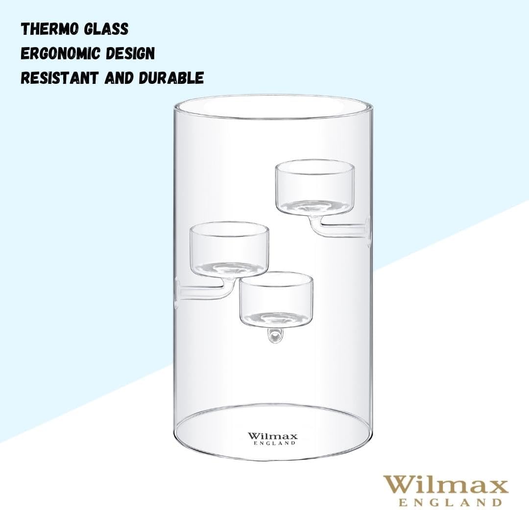 Wilmax Teelichthalter 20 cm Glas für 3 Teelichter WL-888906/A