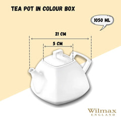 Wilmax WL-994041/1C Porzellan Teekanne, Weiss, 1050mL Kapazität