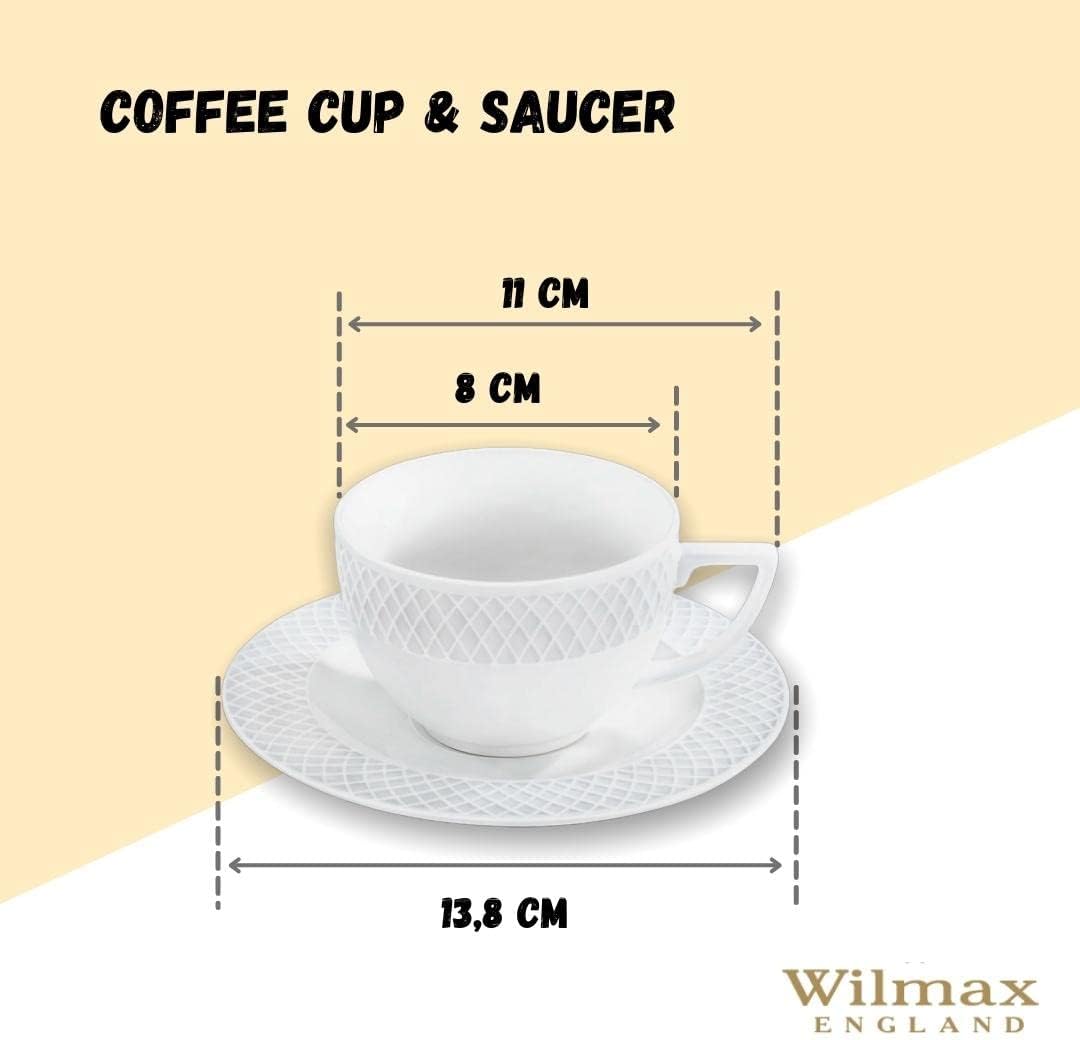 Wilmax Tasse mit Untertasse 170 ml Weiß aus Porzellan