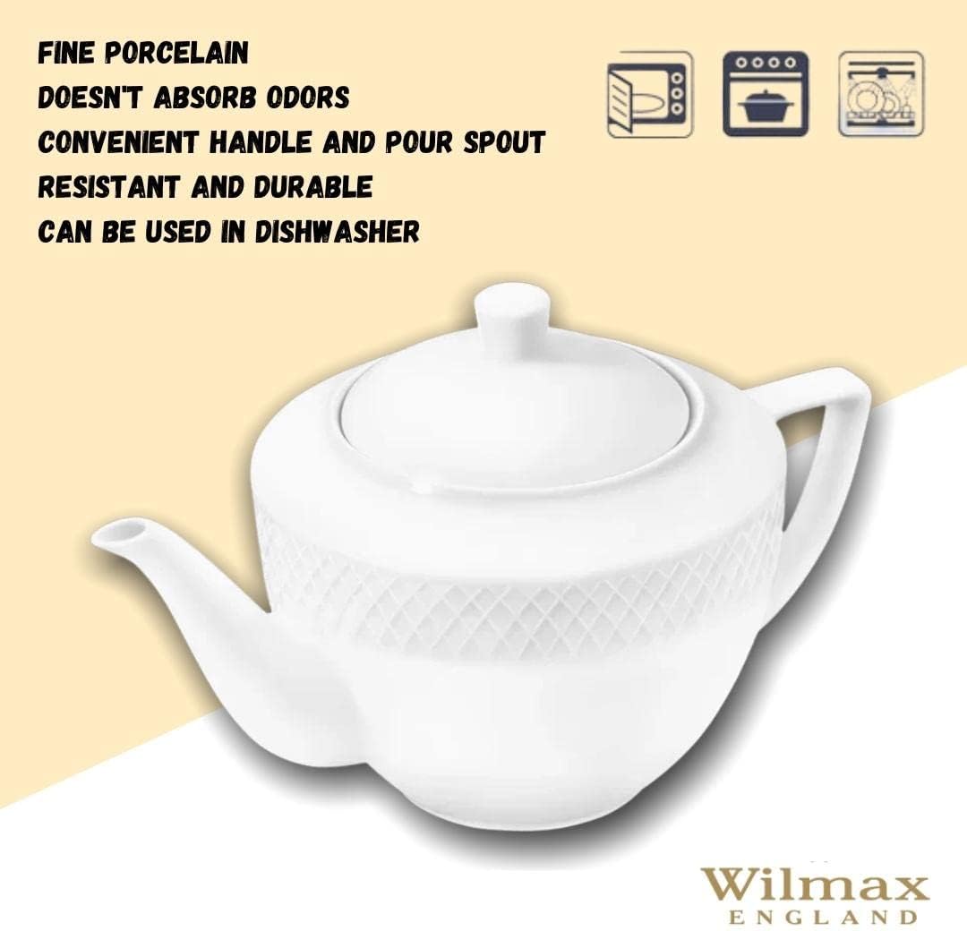 Wilmax Kaffee- und Teekanne mit integriertem Ausgusssieb mit integriertem Ausgusssieb 900 ml Weiß aus Porzellan