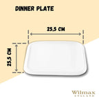 Wilmax Quadratischer Speiseteller 25,5 × 25,5 cm Weiß aus Porzellan