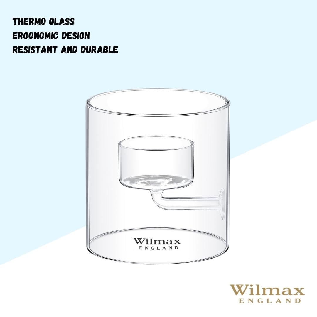 Wilmax WL-888904/A Borosilikatglas Kerzenständer für 1 Teelichter, 9cm Höhe