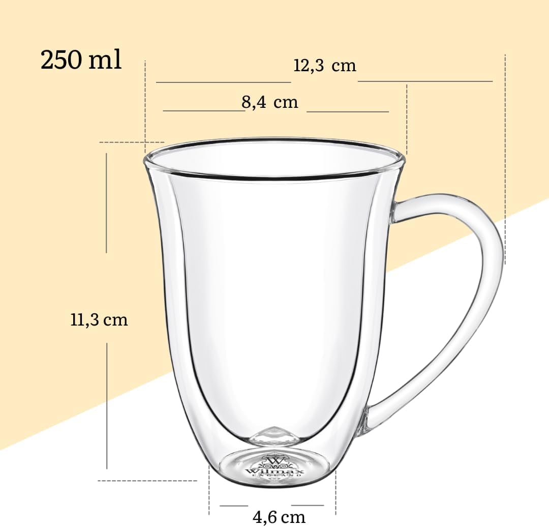 Wilmax Doppelwandige Tasse 250 ml Transparent aus Glas