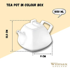 Wilmax WL-994041/1C Porzellan Teekanne, Weiss, 1050mL Kapazität