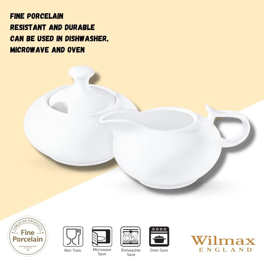 Wilmax Zuckerdose und Milchkännchen Set Weiß Porzellan WL-995025/2C