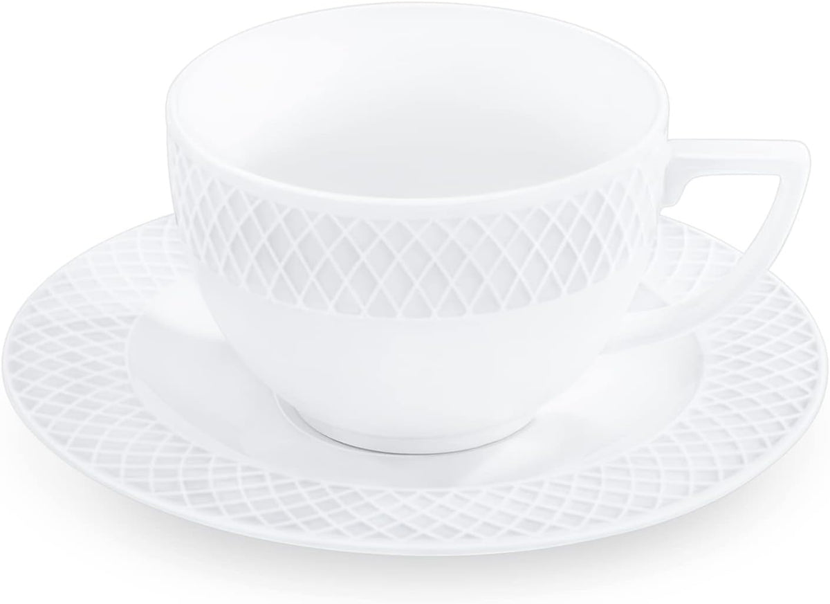 Wilmax Cappuccinotasse mit Untertasse 170 ml Weiß aus Porzellan