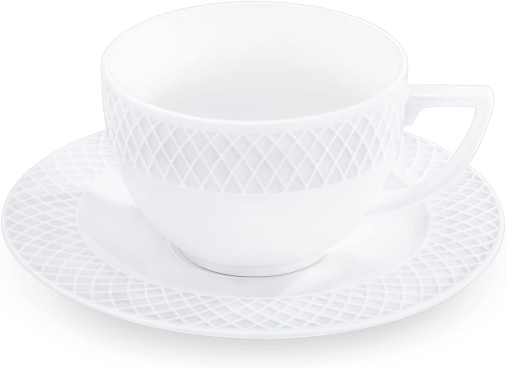 Wilmax Tasse mit Untertasse 170 ml 6er-Set Weiß aus Porzellan