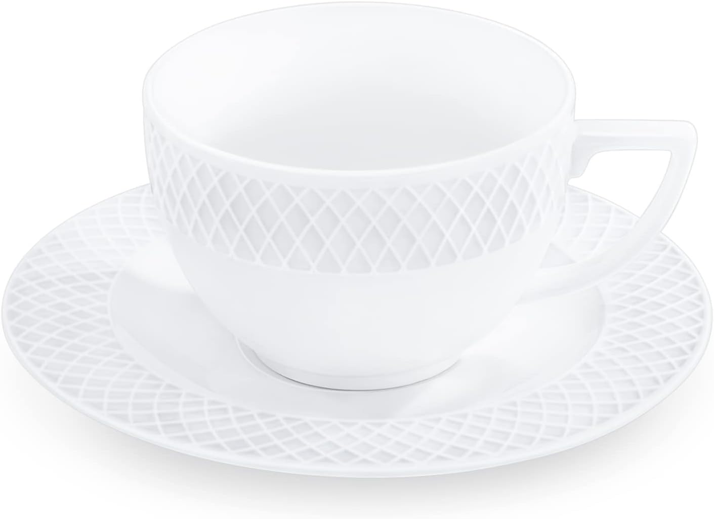 Wilmax Tasse mit Untertasse 170 ml 6er-Set Weiß aus Porzellan