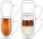 Wilmax Doppelwandiger Becher 4er-Set (2x 400 ml / 2x 250 ml) Transparent