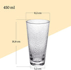 Wilmax Gehämmertes Trinkglas 450 ml 6er-Set Transparent aus Borosilikatglas