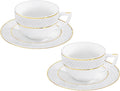 Wilmax Teetasse mit Untertasse 240 ml Weiß Goldrand Porzellan 2er Set WL-880102404/AB2