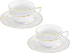 Wilmax Teetasse mit Untertasse 240 ml Weiß Goldrand Porzellan 2er Set WL-880102404/AB2
