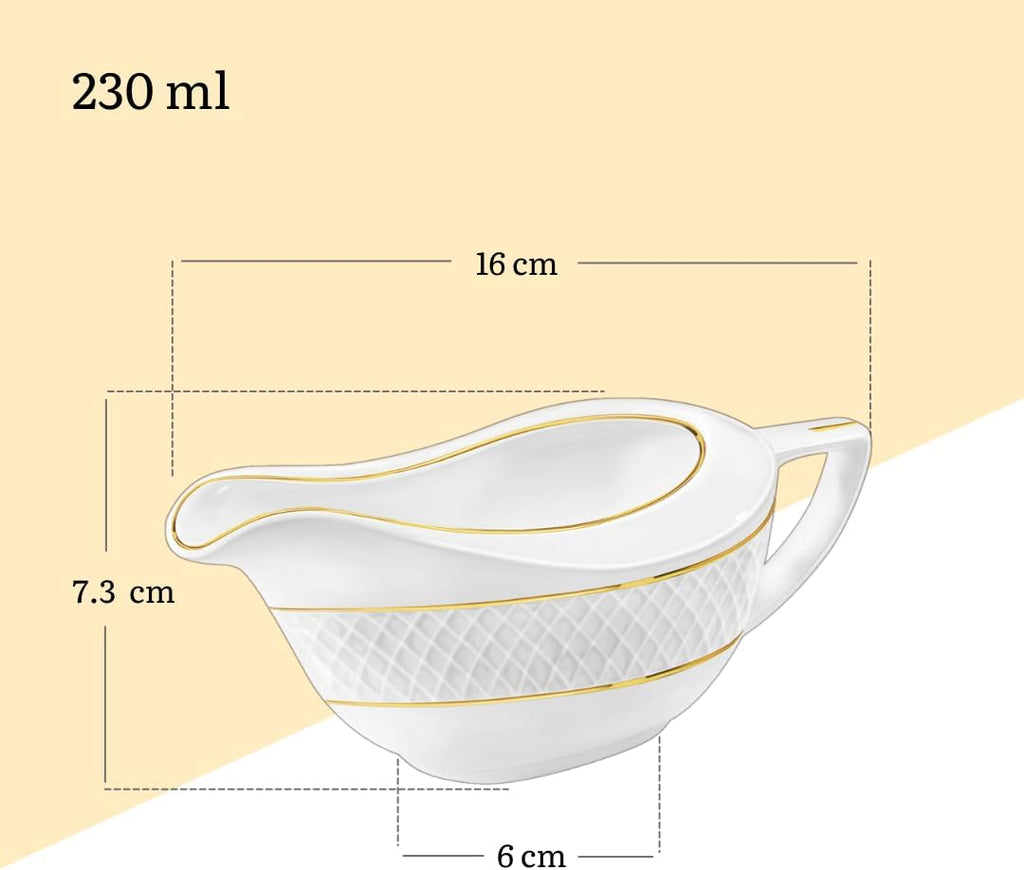 Wilmax Sauciere 230 ml Weiß mit Goldrand aus Porzellan