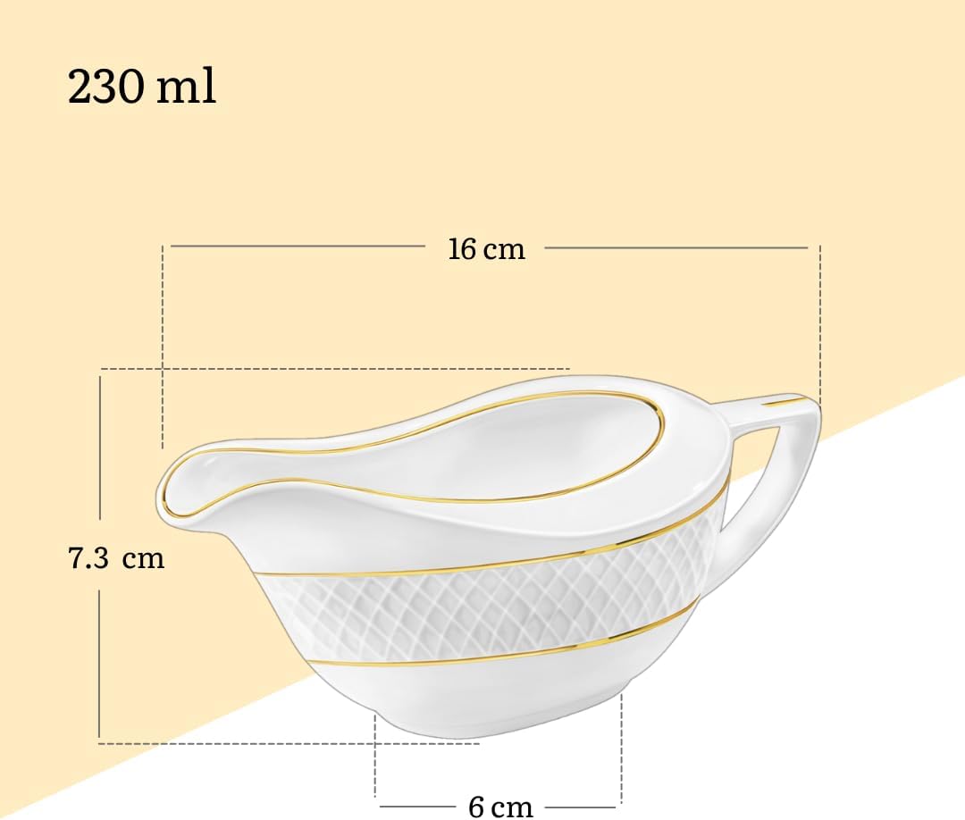 Wilmax Sauciere 230 ml Weiß mit Goldrand aus Porzellan