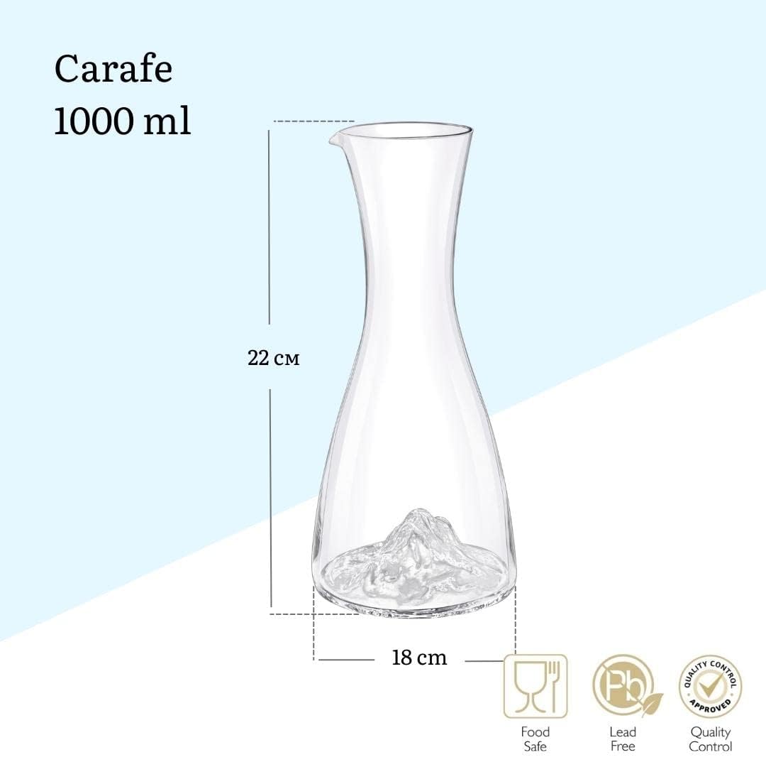 Wilmax Karaffe 1000 ml aus Kristallglas mit Berg-Design WL-888369/1C