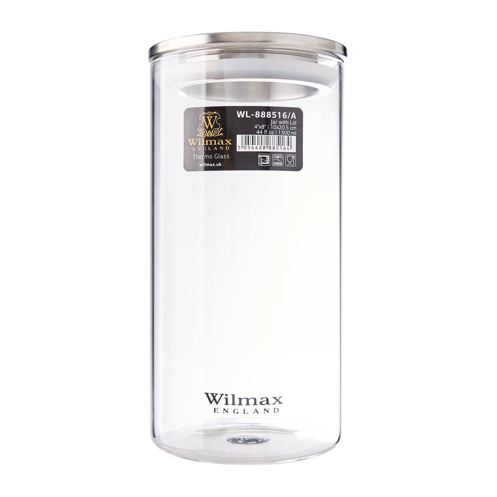 WILMAX Glasbehälter mit Metalldeckel, 2er Set, 1300 ML