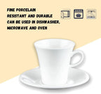 Wilmax Kaffeetassen mit Untertassen 160 ml 2er-Set Weiß aus Porzellan