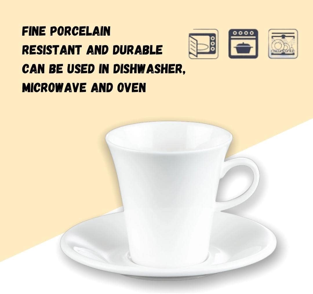Wilmax Kaffeetassen mit Untertassen 160 ml 2er-Set Weiß aus Porzellan