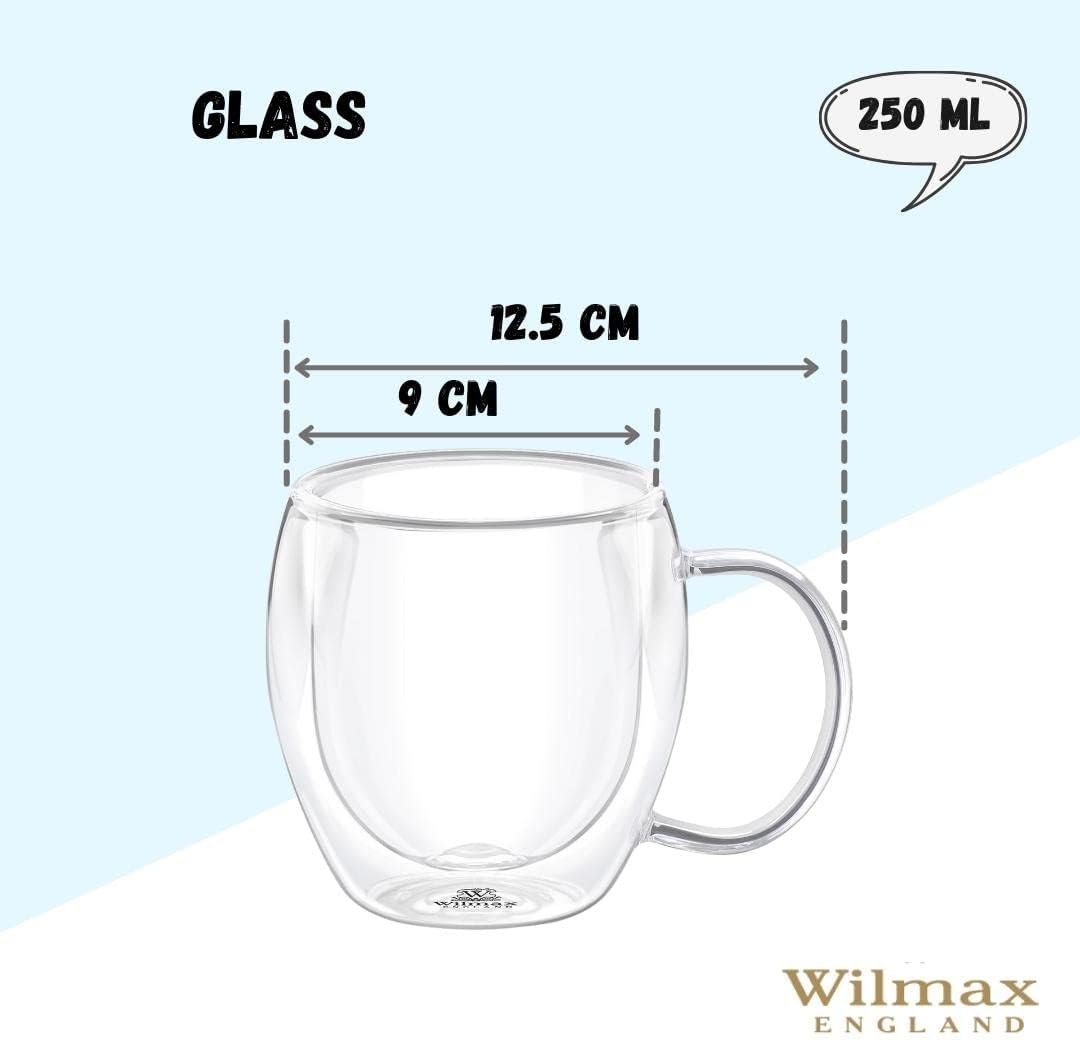Wilmax Doppelwandiger Glasbecher 250 ml 6er Set WL-888746/A6