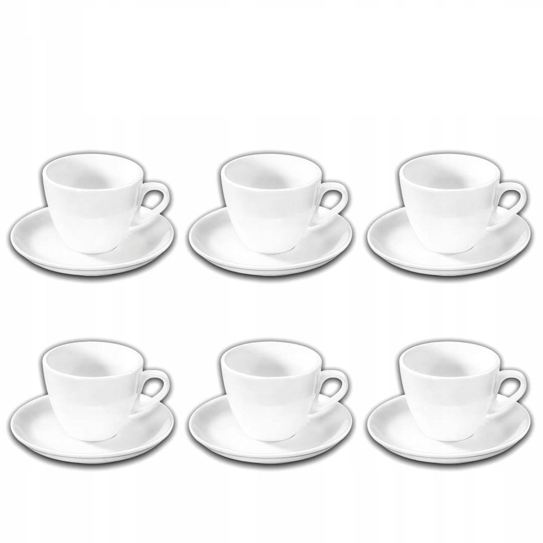 Wilmax WL-993174/AB Porzellan Kaffeetassen- und Untertassen-Set, Weiss, 110mL Kapazität