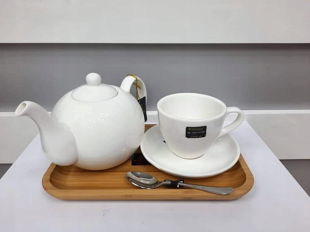 Wilmax Tasse mit Untertasse 300 ml 6er-Set Weiß aus Porzellan