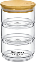 Wilmax Vorratsglas 3-stufig mit Bambusdeckel Transparent WL-888522/A