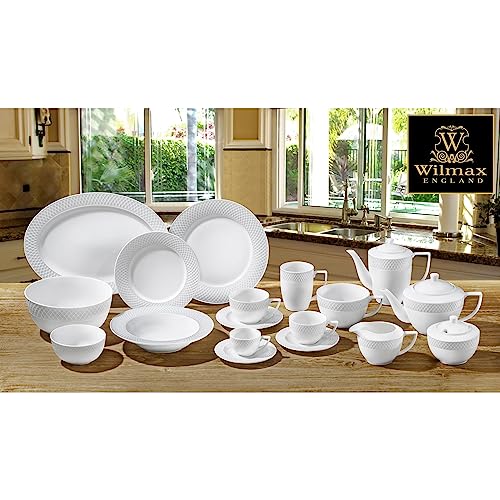 Wilmax WL-880107/AB Porzellan Kaffeetassen- und Untertassen-Set, Weiss, 90mL Kapazität