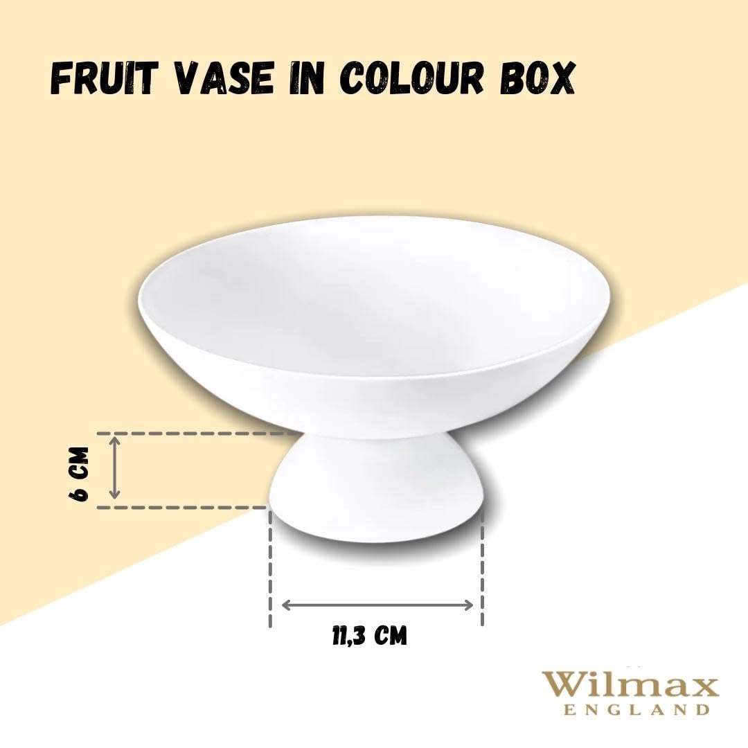 Wilmax WL-996126/1C Porzellan Obstvase, Weiss, 24cm Durchmesser, 11.5cm Höhe