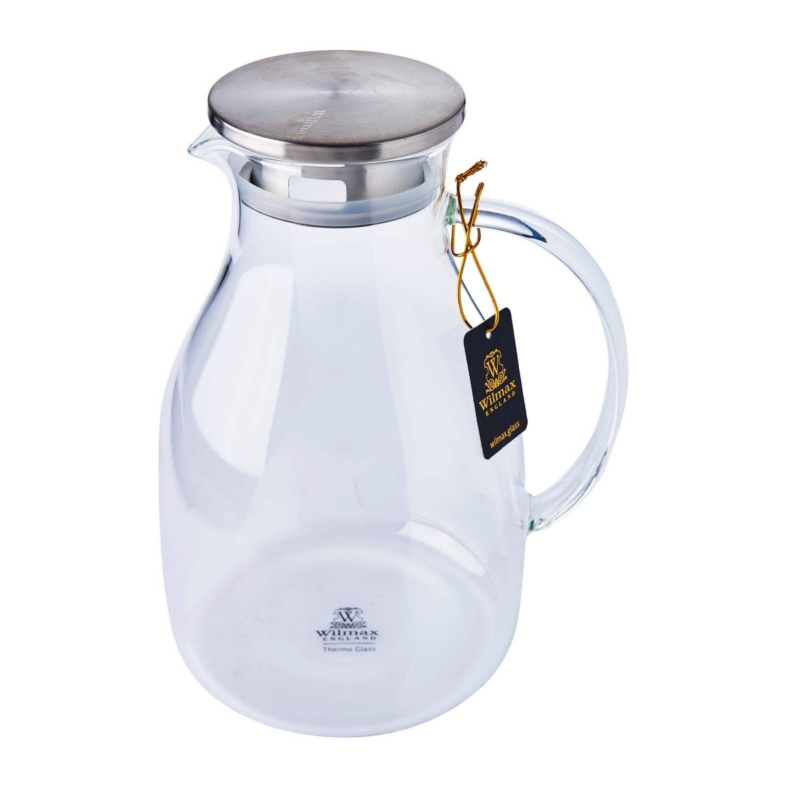 Wilmax WL-888211/A Borosilikatglas Krug mit Edelstahldeckel, 2500mL Kapazität