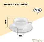 Wilmax Cappuccinotasse mit Untertasse 170 ml Weiß aus Porzellan