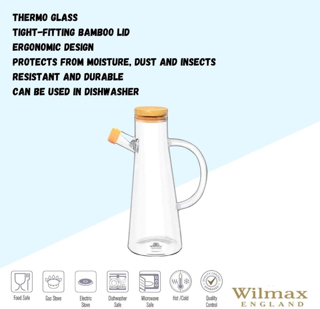 Wilmax Ölflasche 500 ml Glas mit Bambusdeckel WL-888964/A