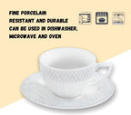Wilmax Cappuccinotasse mit Untertasse 170 ml 6er-Set Weiß aus Porzellan