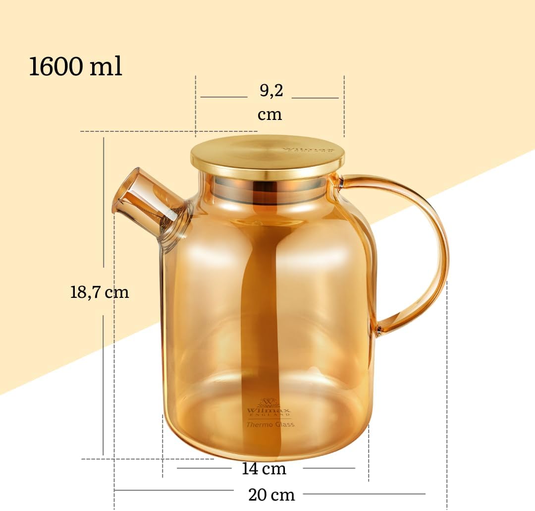 TEA POT WITH GOLD STAINLESS STEEL LID 1600 ML