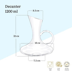 Wilmax Dekantör 1200 ml, Handgefertigt, Bleifrei, Zarif – WL-888334/1C