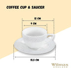 Wilmax Tasse mit Untertasse 240 ml Weiß Porzellan 6er Set WL-880105/6C