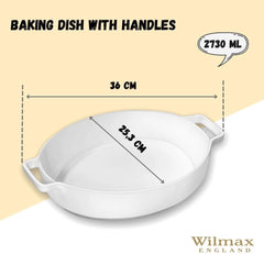 Wilmax Auflaufform mit Griffen, 2730 ml, oval, Porzellan WL-997041/A