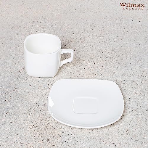 Wilmax WL-993003/1C Porzellan Teetassen- und Untertassen-Set, Weiss, 200mL Kapazität