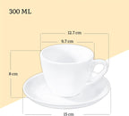 Wilmax Tasse mit Untertasse 300 ml 6er-Set Weiß aus Porzellan