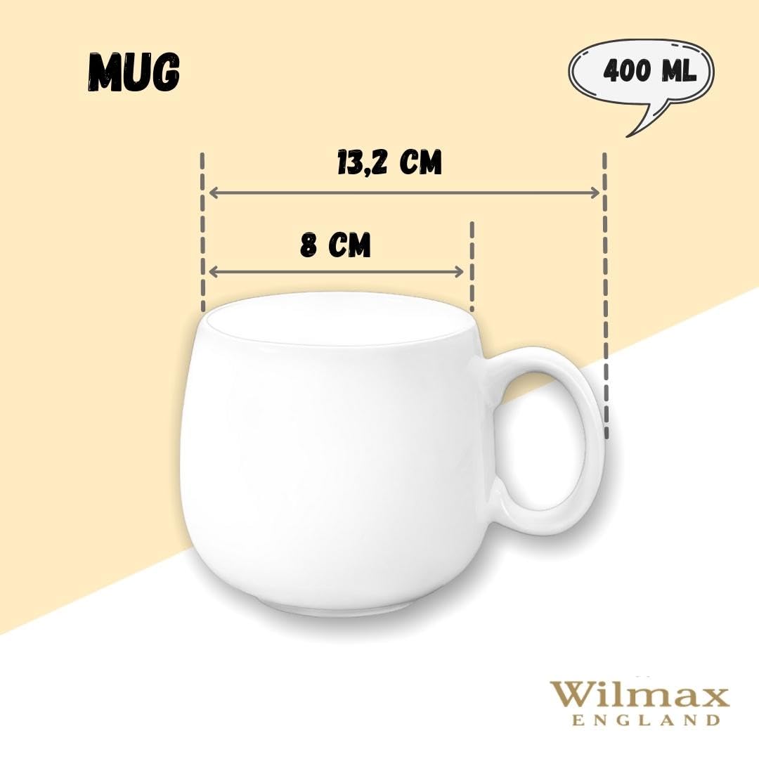 Wilmax WL-993084/A Porzellan Becher, Weiss, 400mL Kapazität