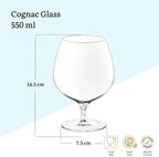 Wilmax Cognacglas 550 ml Crystalline-Serie Transparent 2er Set WL-888108/2C
