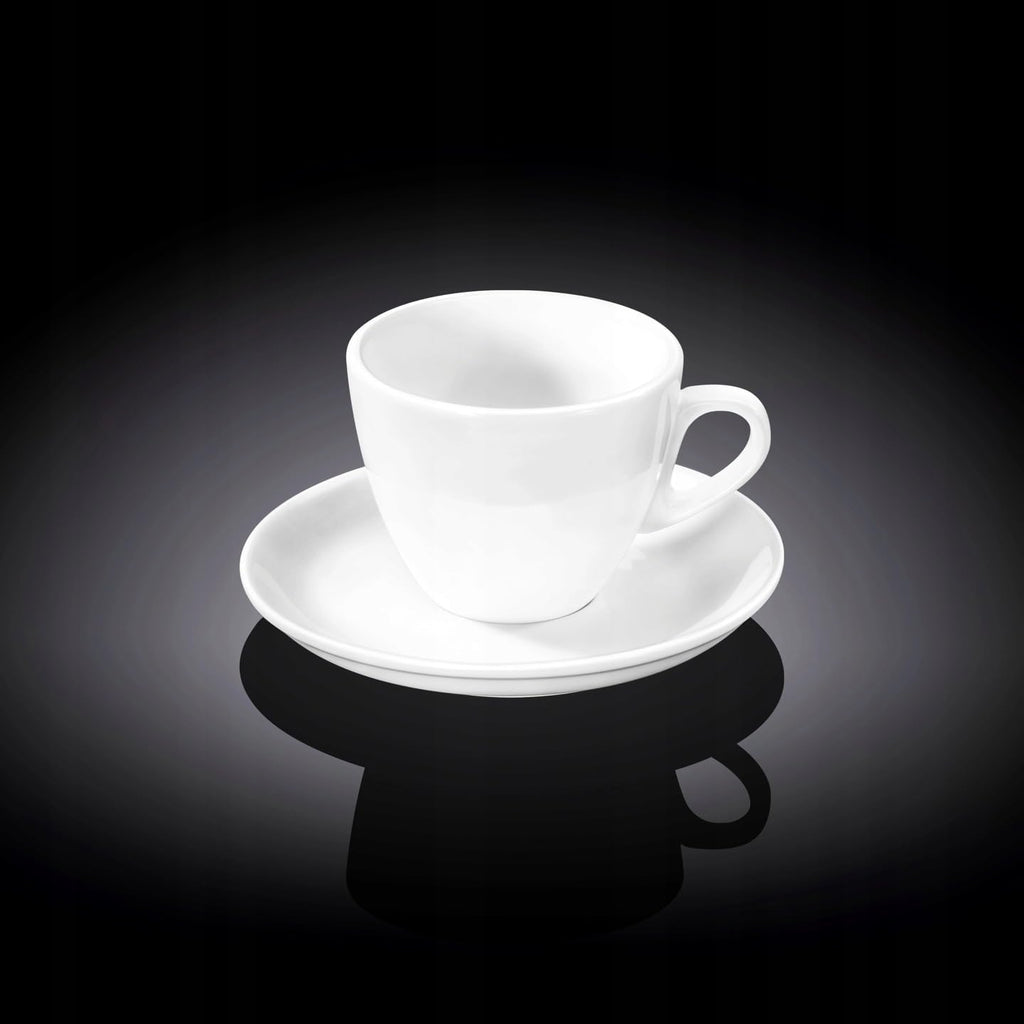 Wilmax Kaffeetasse mit Untertasse 110 ml 6er-Set Weiß aus Porzellan