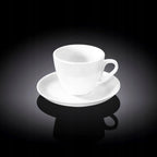 Wilmax Kaffeetasse mit Untertasse 110 ml 6er-Set Weiß aus Porzellan