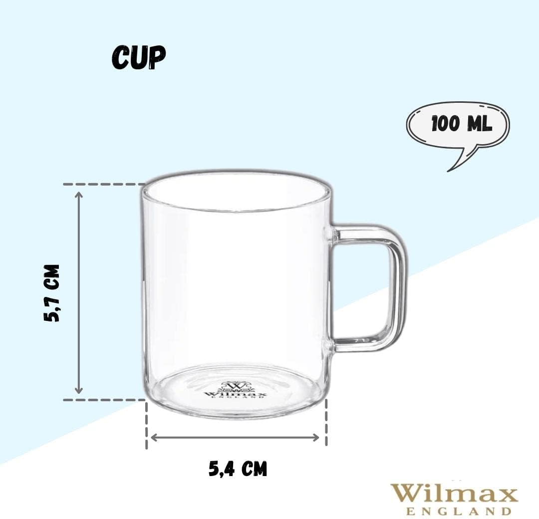 Wilmax Tassen 100 ml Borosilikatglas, 6er-Set WL-888602/A6