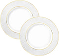 Wilmax Speiseteller 28 cm 2er-Set Weiß mit Goldlinien aus Porzellan