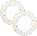 Wilmax Speiseteller 28 cm 2er-Set Weiß mit Goldlinien aus Porzellan