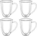 Wilmax Doppelwandige Tasse mit Henkel 250 ml Borosilikatglas 4er Set WL-888725/A4