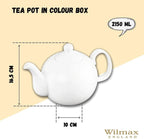 Wilmax Kaffee- und Teekanne mit integriertem Ausgusssieb 2150 ml Weiß aus Porzellan