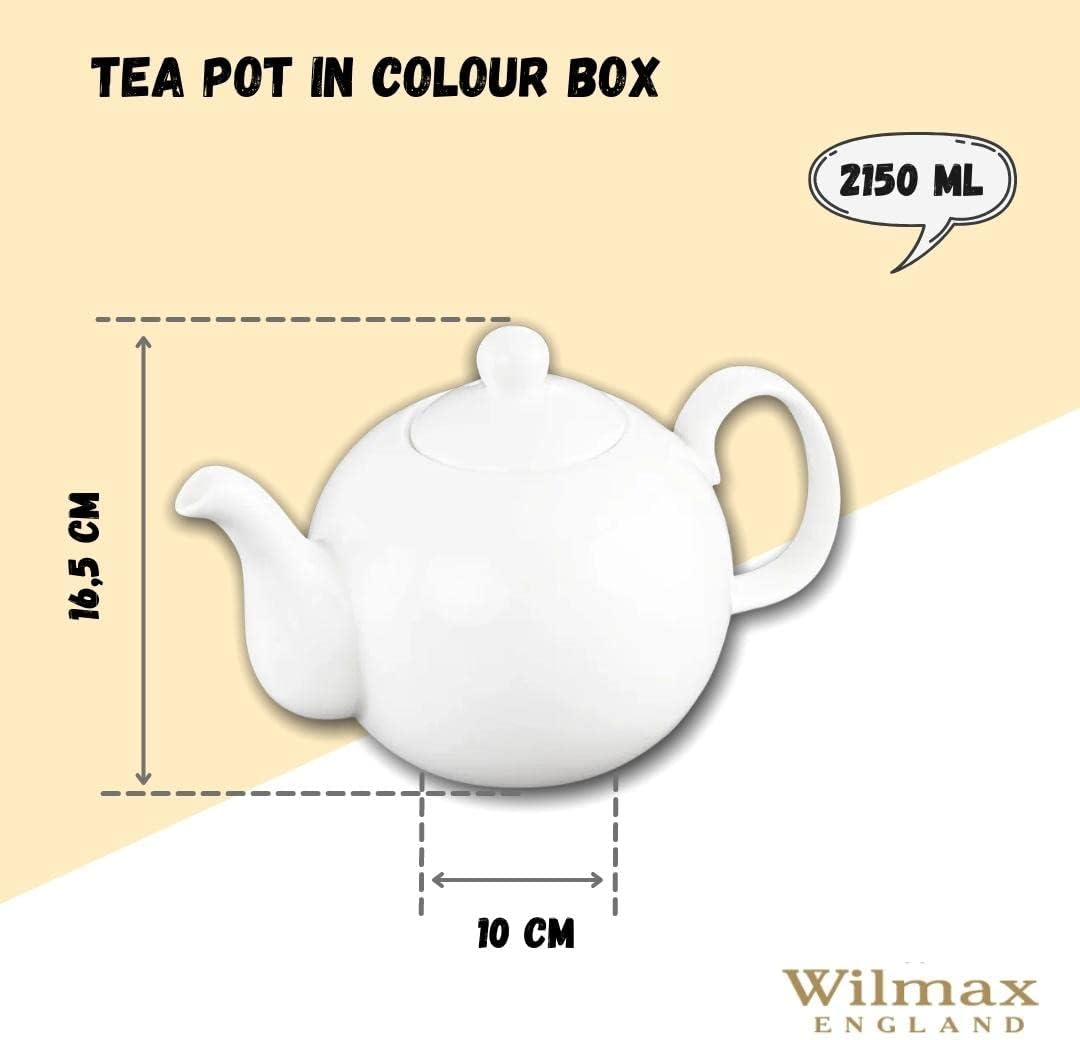 Wilmax Kaffee- und Teekanne mit integriertem Ausgusssieb 2150 ml Weiß aus Porzellan